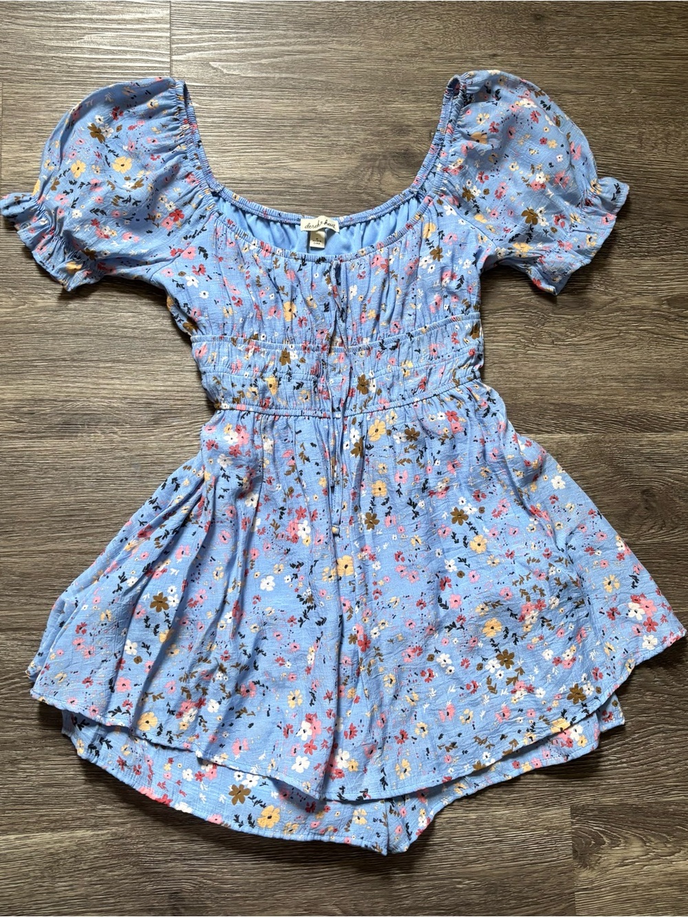 Derek Heart Light Blue Floral Off-Shoulder Top